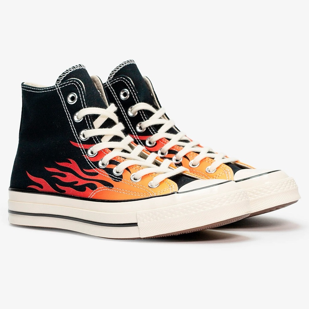 Converse Chuck 70 High Fire Flames Red Orange Black Egret size 8.5 NEW CTAS